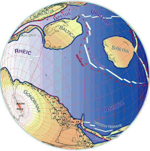 Karte der Kontinentalplatten zur Zeit des Silurs
